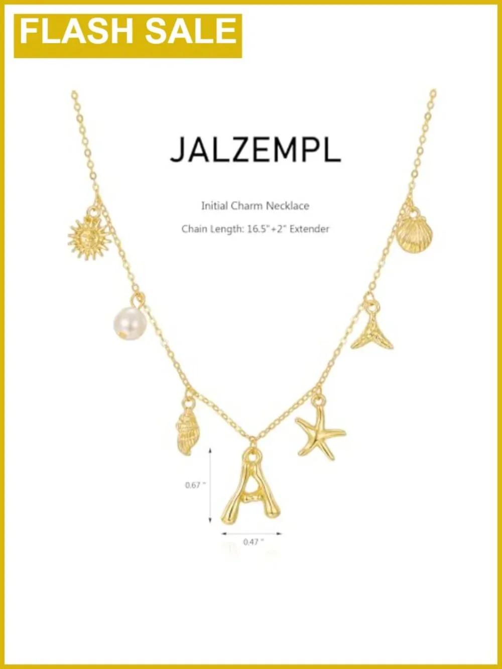 14K Gold Plated Initial R Shell Charm Necklace Adjustable Beach Jewelry